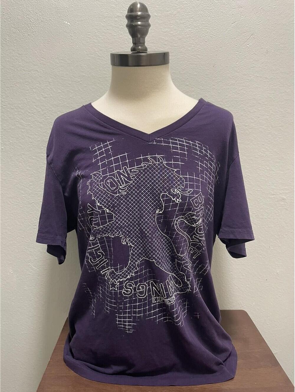 Vintage Y2K Express Jeans Purple Short Sleeve T Shirt V Neck